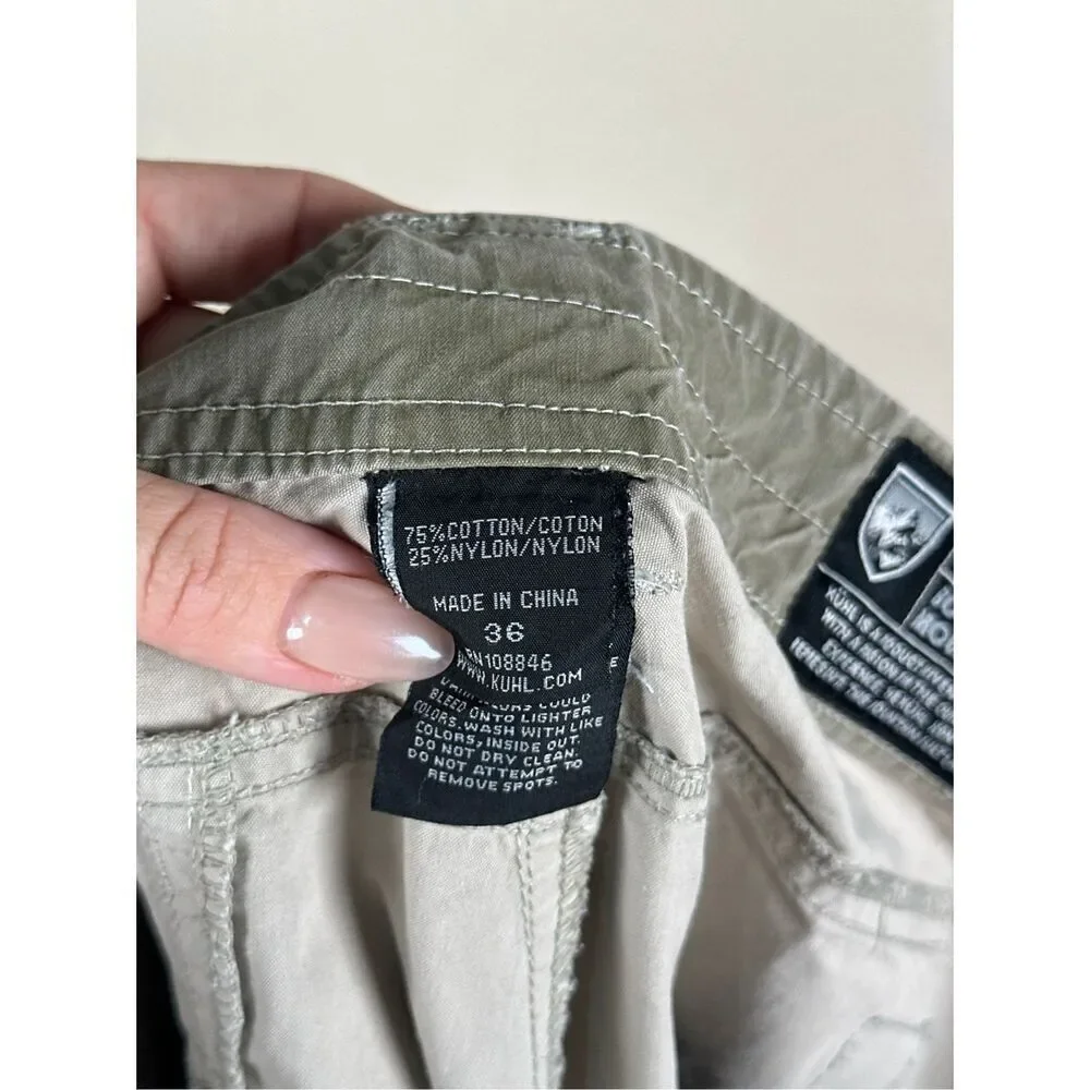Kuhl Shorts Size 36 Grey Green Cotton Blend Ramblr Cargo Outdoors Utility Work